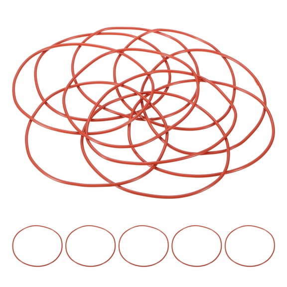 10Pack AS568 AS-043 Silicone O-Ring, 70A Durometer, 3-1/2" ID, 3-5/8" OD, 1/16" Width Sealing Gasket for Automotive Machine Pipe Valves, -40C-200C, Red