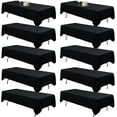 thumbnail image 1 of 10Pack Black Table Cloths for 8 Foot Rectangle Tables 60 x 126 Inch, 8FT Black Tablecloth Rectangle Bulk Linen Polyester Fabric Washable Cloth Cover for Wedding Reception Banquet Birthday Party, 1 of 10