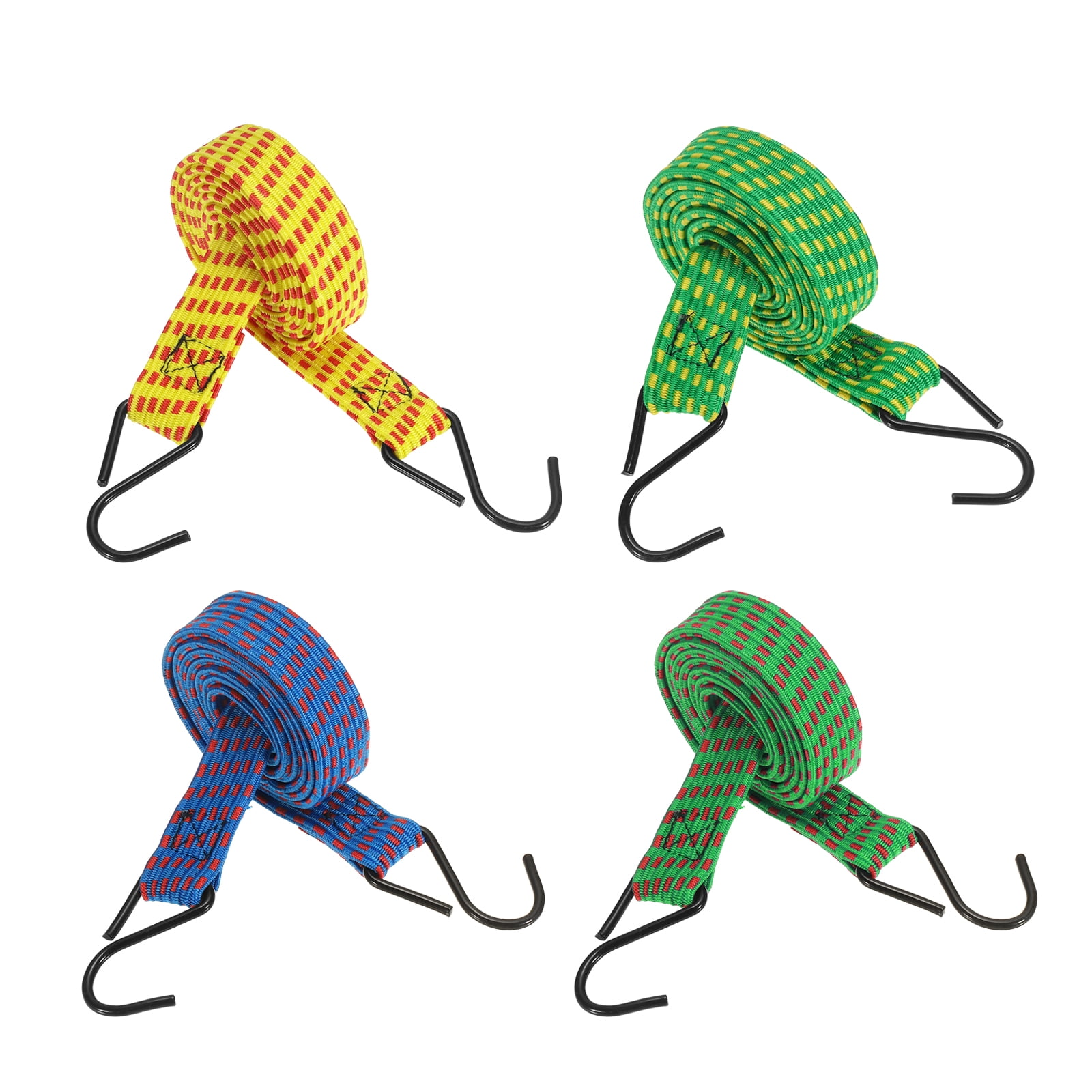 10Pack Bungee Cords, 59.06" Length Bungee Cords with Hooks 0.98" Width Adjustable Flat Elastic Rubber Bungee Straps for Luggage, Roof Racks, Tarpaulin, Moving Cargo, Camps, Tarps