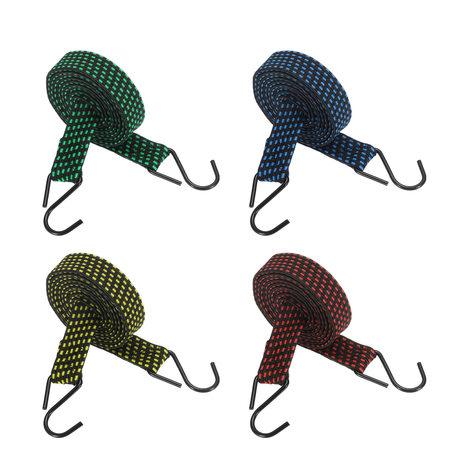 10Pack Bungee Cords, 78.74" Length Bungee Cords with Hooks 0.98" Width Adjustable Flat Elastic Rubber Bungee Straps for Luggage, Roof Racks, Tarpaulin, Moving Cargo, Camps, Tarps