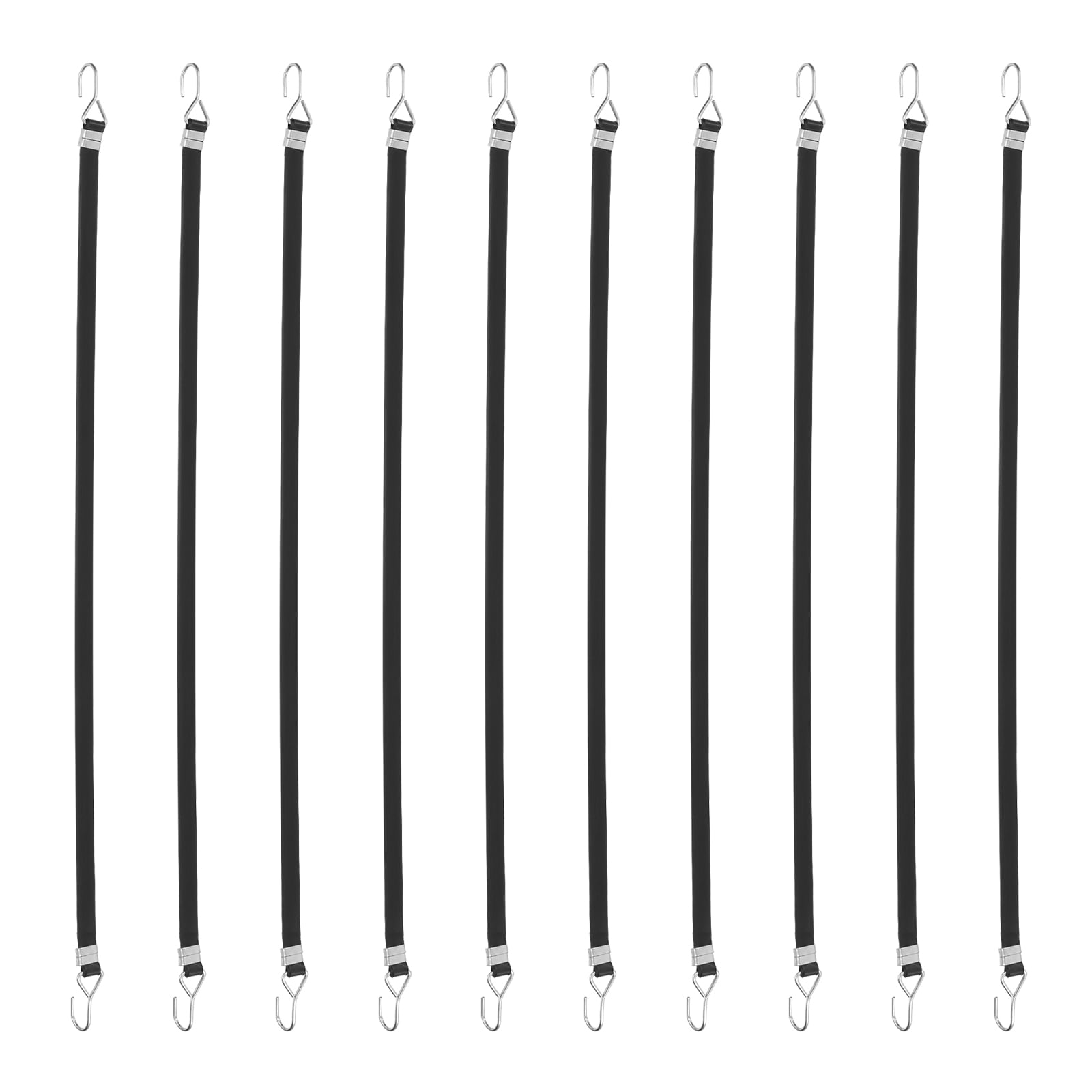 10Pack Bungee Cords with Hooks, 59.1" Bungee Straps Rubber Tarp Straps Tie Down Cords with Metal Hook Buckles for Securing Motorcycle Cargo Tarps Canvases, Black