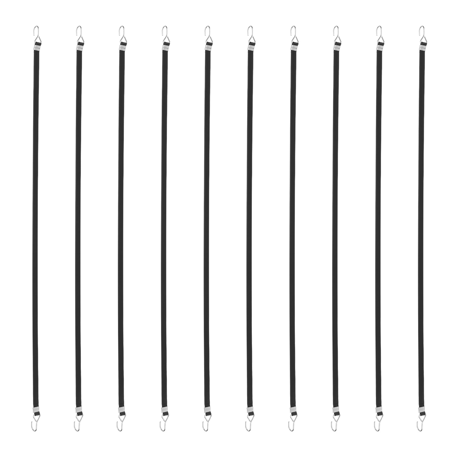10Pack Bungee Cords with Hooks, 78.7" Bungee Straps Rubber Tarp Straps Tie Down Cords with Metal Hook Buckles for Securing Motorcycle Cargo Tarps Canvases, Black