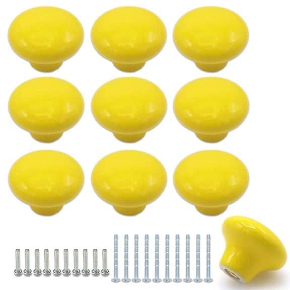 10Pack Ceramic Cabinet Knobs, 1.26Inch/32mm Sky Blue Round Drawer Dresser Knob Pulls Handle with Screws, for Kitchen Cupboards, Wardrobes, Children's Rooms, Bedroom Furniture & Office Desks