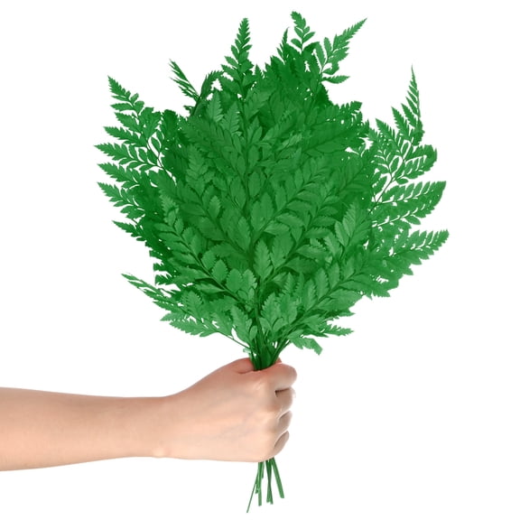 10Pack Fern, 15" Natural Dried Greenery with Stems for Resin Home Wedding DIY Crafts Decors, Dried Plants [Dark Green]