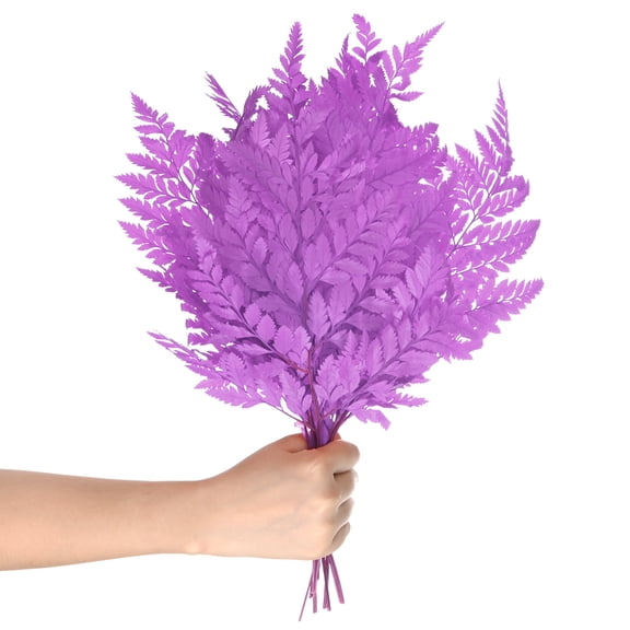 10Pack Fern, 15" Natural Dried Greenery with Stems for Resin Home Wedding DIY Crafts Decors, Dried Plants [Violet]