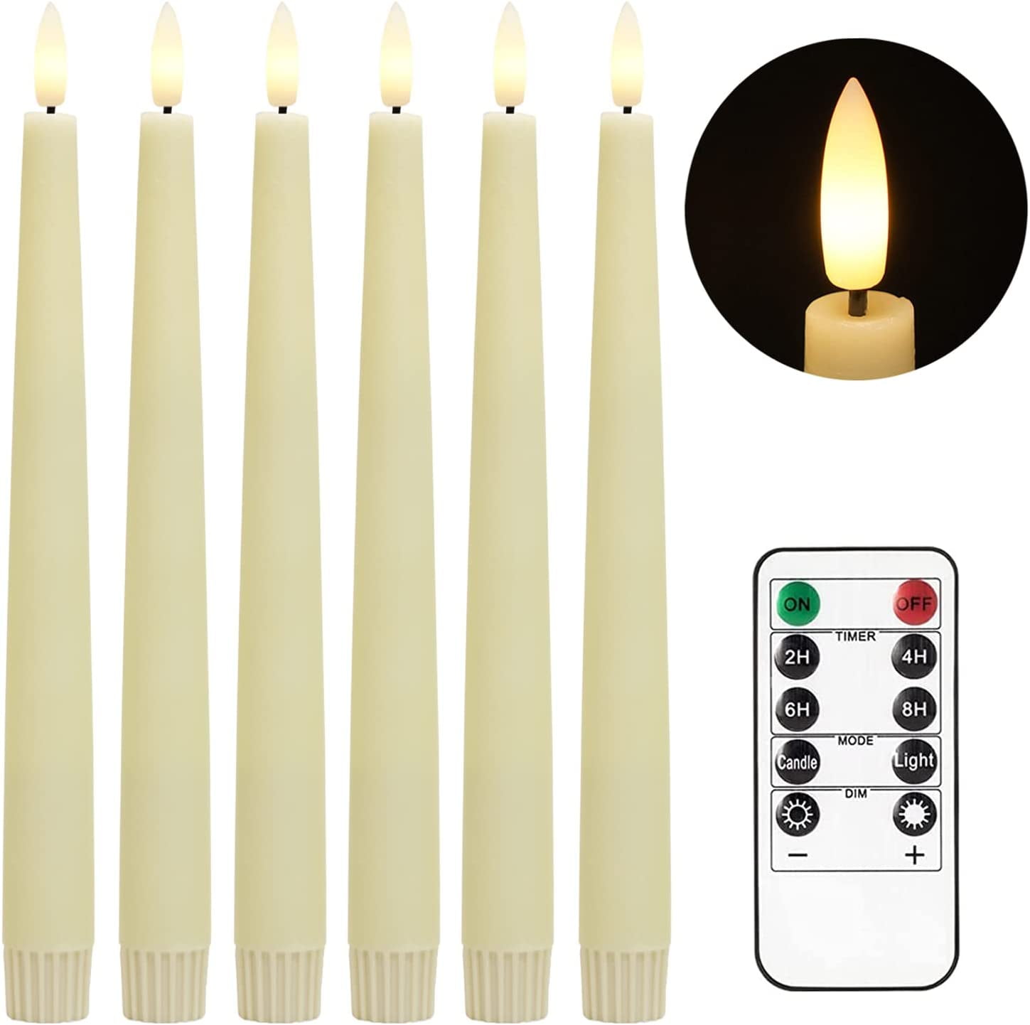 10Pack Flameless Taper Candle with Remote, LED Battery Operated Candles