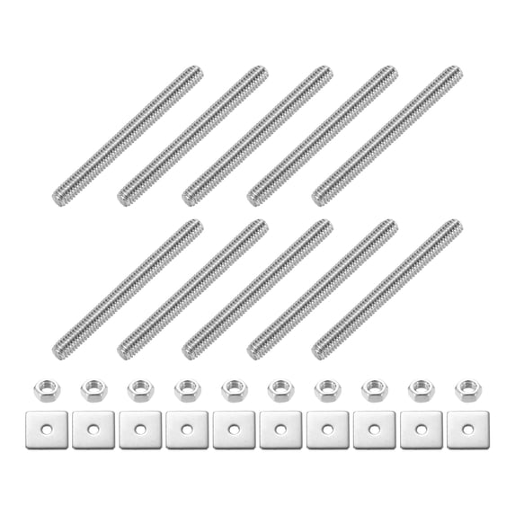 10Pack Fully Threaded Rod, M3 x 30mm 304 Stainless Steel with Nuts Washers