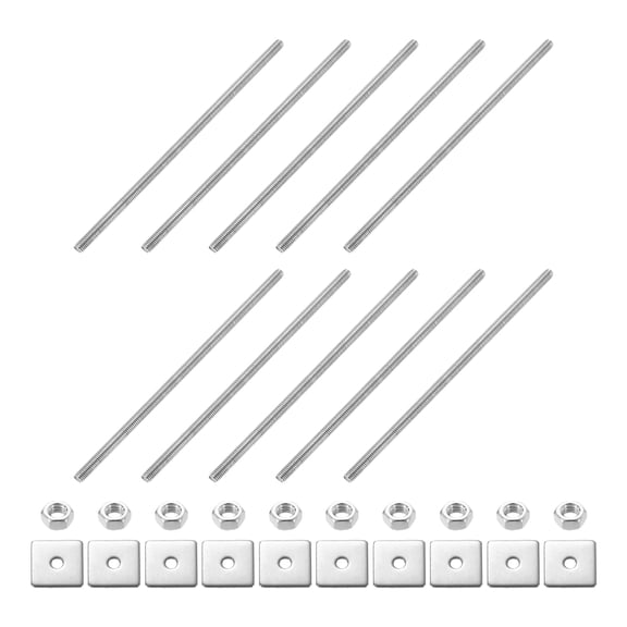 10Pack Fully Threaded Rod, M3 x 85mm 304 Stainless Steel with Nuts Washers