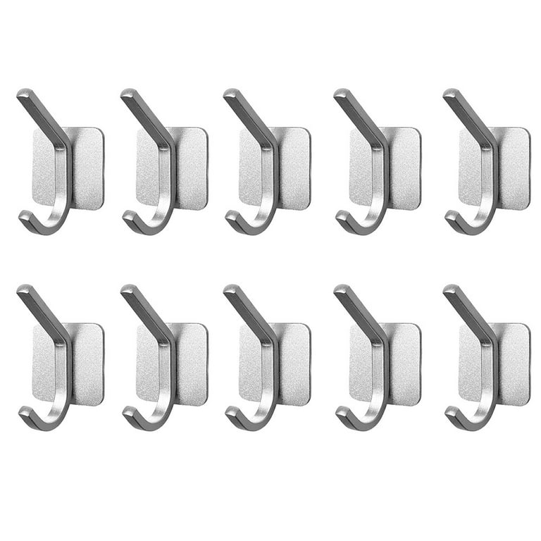 10Pack Heavy Duty Adhesive Hooks Stick on Hooks Stainless Steel