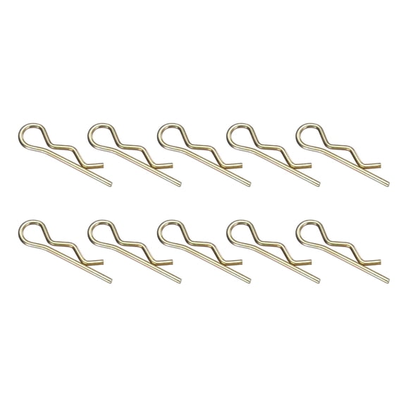 10Pack Hitch Pin Clip, 6x110mm Zinc-Plated Spring Steel Retaining R Clip, Gold