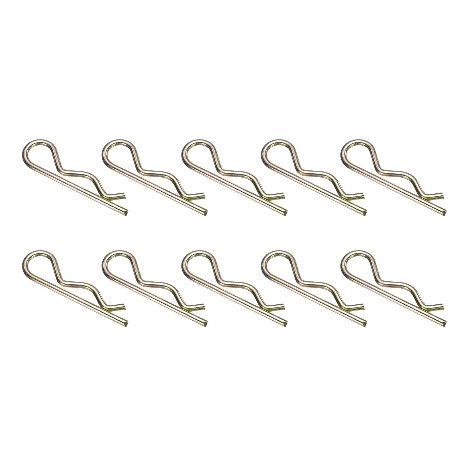 10Pack Hitch Pin Clip, 6x120mm Zinc-Plated Spring Steel Retaining R Clip, Gold