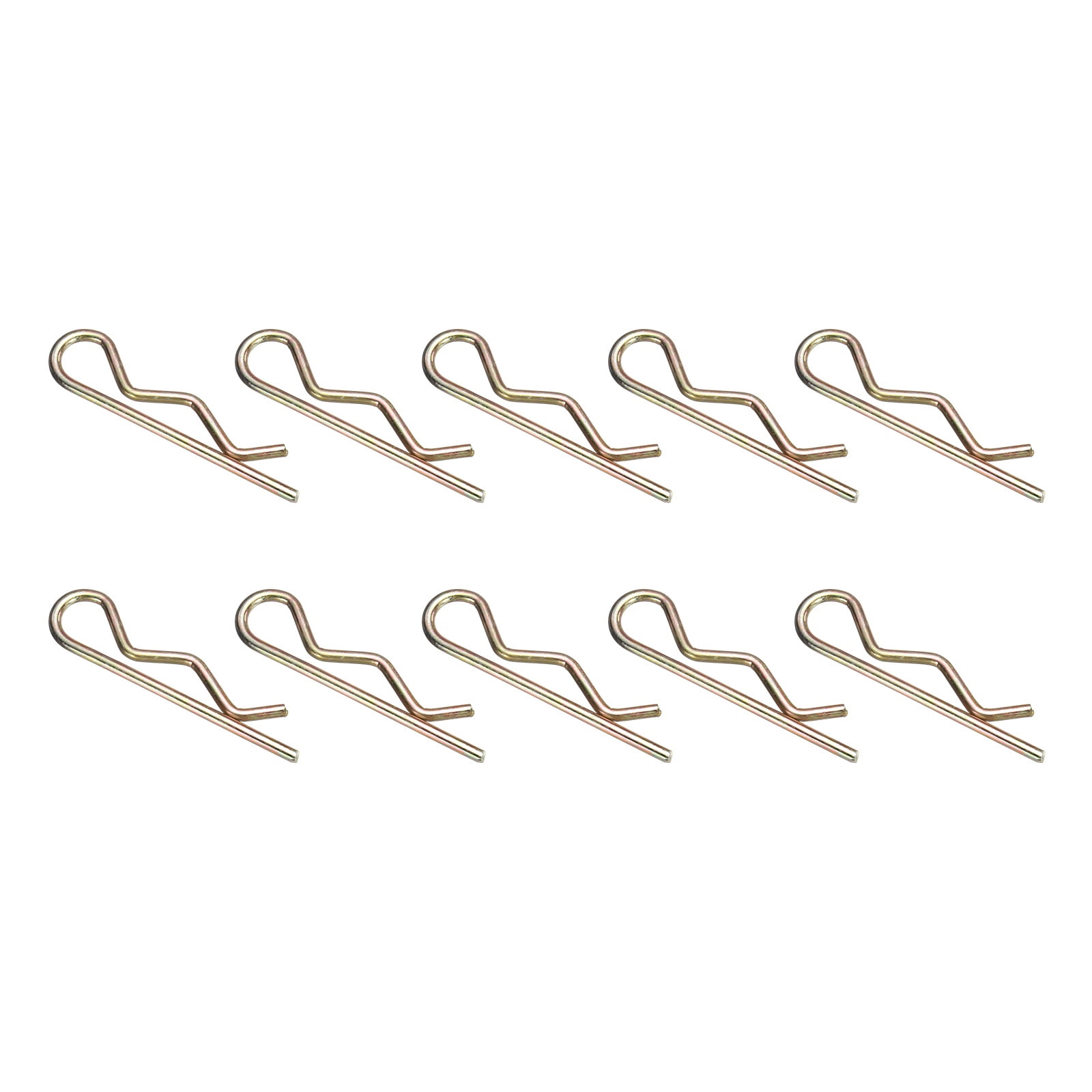 10Pack Hitch Pin Clip, 6x130mm Zinc-Plated Spring Steel Retaining R Clip, Gold