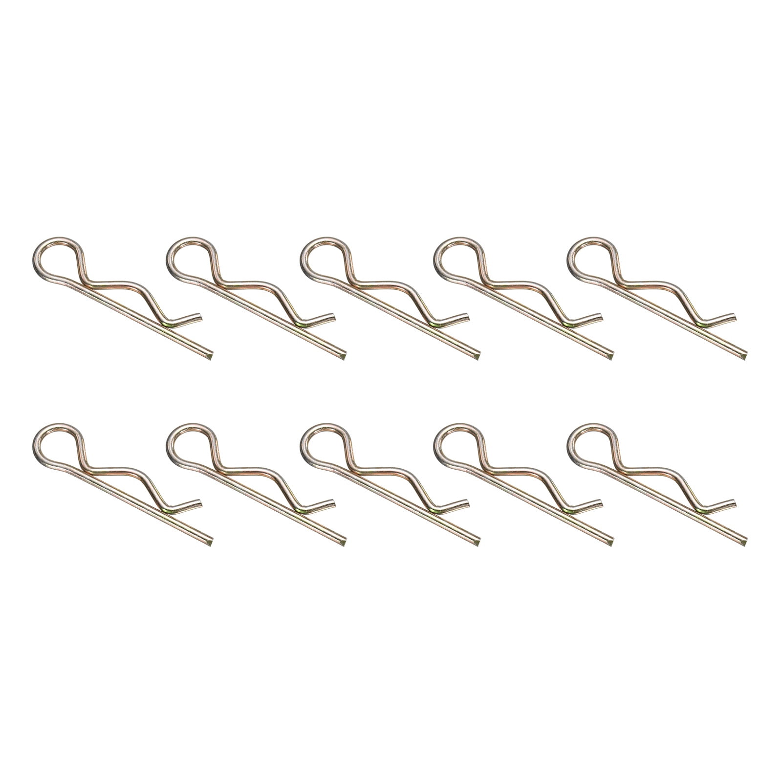10Pack Hitch Pin Clip, 6x145mm Zinc-Plated Spring Steel Retaining R Clip, Gold
