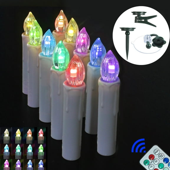10Pack Led Window Christmas Tree Candles Light Flameless Tealight with Timer Clip Party Wedding Holiday Decorations
