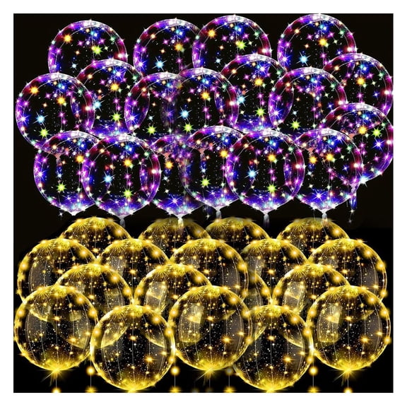 10Pack Light Up Led Balloons with String Lights No Batteries Included Inflated Size 14 Inch Transparent Bobo Balloons Warm/Cool Glow Bubble Balloons for Birthday Wedding Party Festival Decorations