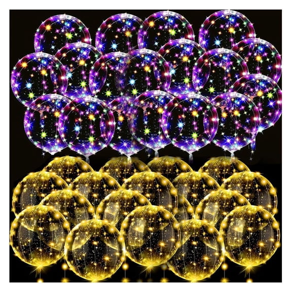 10Pack Light Up Led Balloons with String Lights No Batteries Included Inflated Size 14 Inch Transparent Bobo Balloons Warm/Cool Glow Bubble Balloons for Birthday Wedding Party Festival Decorations