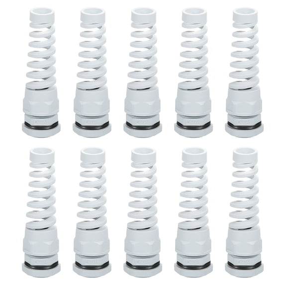10Pack M20 Waterproof Cable Gland, Spiral Strain Joint for 10-13mm Wire, White