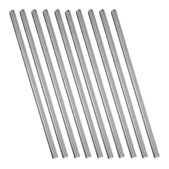 10Pack M8 x 250mm Fully Threaded Rod Stud 304 Stainless Steel 5/16" x 10" Long Threaded Screw, Right Hand Threads, M8-1.25 Thread Pitch