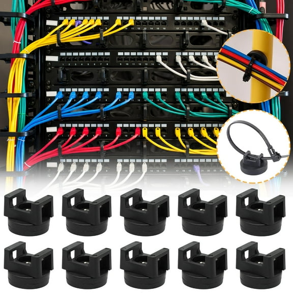 10Pack Magnetic Cable Zip Tie Mount Kit – Smart, Flexible Cable Management for Every Space, Multipurpose Heavy Duty Magnetic Zip Tie Holders with Nylon Universal Cable-Tie Buckle