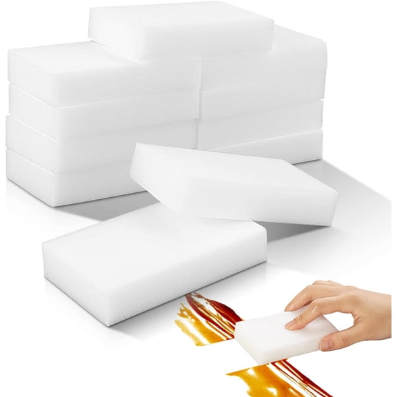 10Pack Melamine Sponges for Multi-Purpose Cleaning - Tough, Durable Magic Sponge Erasers for Use on Sinks, Kitchen, Bathrooms, Walls, Floors, Bathtubs, Shoes, Furniture, Cars - Won't Rip Easily.