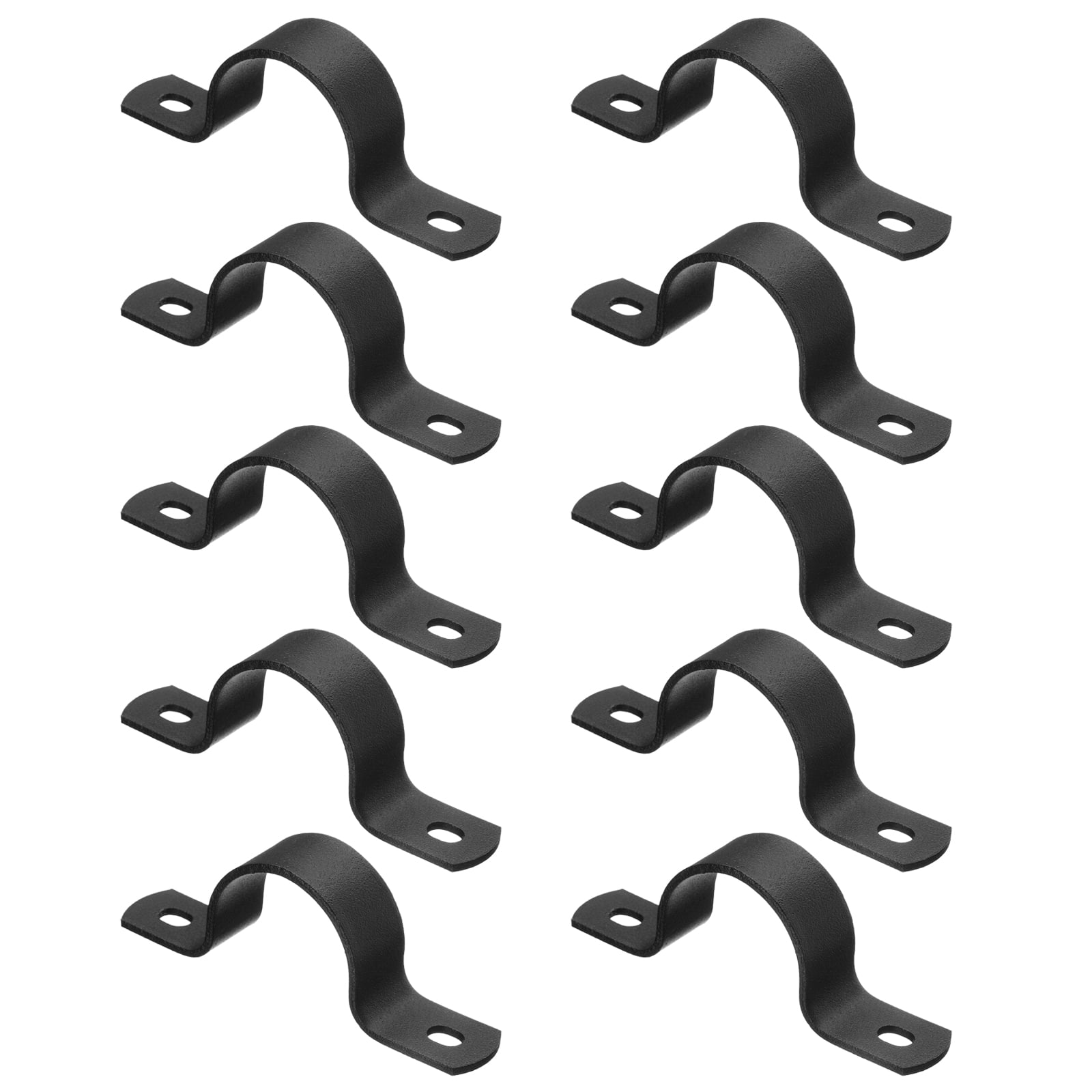 10Pack Metal Pipe Clamps, 1 Inch Carbon Steel Two Hole Strap U Bracket Tube Clip Conduit Clamps for Pipe Fixing Wire Cord Installation Decorating, Black