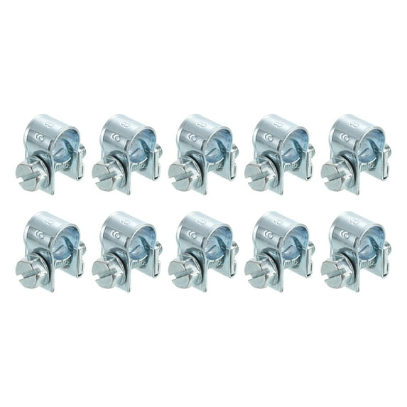 10Pack Mini Fuel Line Pipe Hose Clamp Clip, Adjustable 6-8mm, Zinc Plated