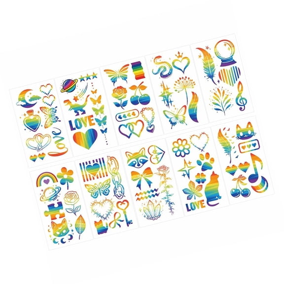 10Pack Removable Glitters Body Stickers Safe for Skin Pool Party Celebration