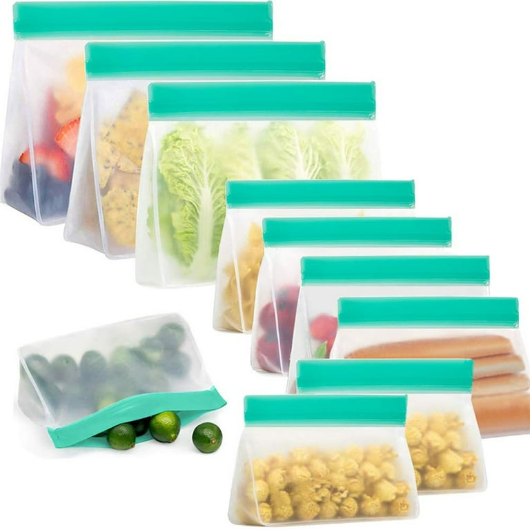 10Pack Reusable Food Storage Bags, Stand Up Food Grade Bags Leakproof  Washable Freezer Bags, 3 Gallon Bags + 4 Sandwich Bags + 3 Lunch Bags for  Meat Fruit Cereal Snacks Vegetable 