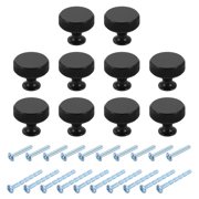 10Pack Round Cabinet Knobs, 1.2" Dia x 1.04" Height Drawer Knob Handle Pulls for Kitchen Cabinets Bedroom Dresser Wardrobe, Black