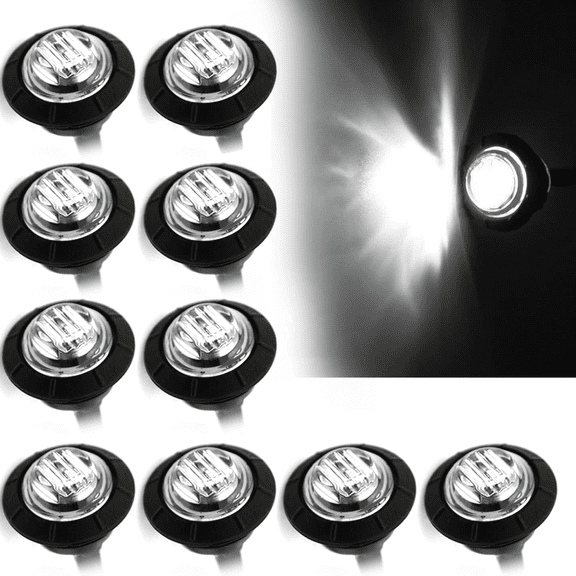 10Pack Round LED Clearence Light Front Rear Side Marker Indicators Light for Truck Car Bus Trailer Van Caravan Boat, Taillight Brake Stop Lamp (12-24VV)