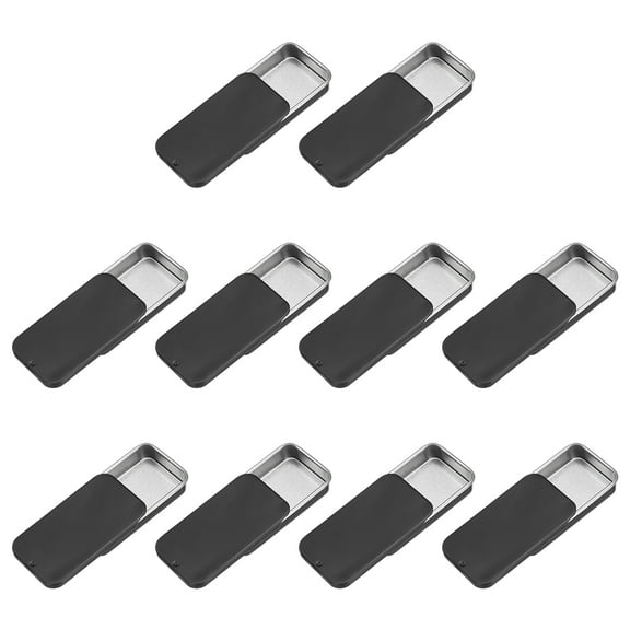 10Pack Slide Top Tin Containers, 2"x1"x0.4" Mini Metal Empty Tins Box with Sliding Lids, Matte Black
