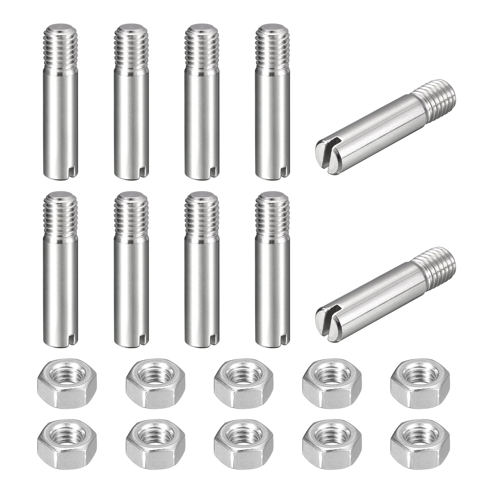 10Pack Slotted Cylindrical Pin, M10 x 45mm 304 Stainless Steel Dowel with Nut