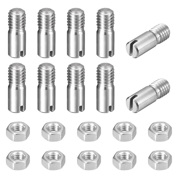 10Pack Slotted Cylindrical Pin, M6 x 16mm 304 Stainless Steel Dowel with Nut