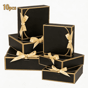 DECHISY 10Pack Small Gift Boxes, 6.5x6.5x2 Black Gift Boxes with Ribbon, Small Boxes for Gifts Birthday Wedding Party Valentines Day Mothers Day
