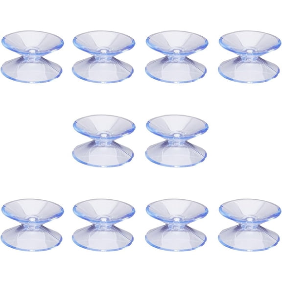 10Pack Small Suction Cups 20.5Mm Double Sided Suction Cups Hooks Clear Plastic Sucker Pads PVC Glass Table Bumpers Strong Adhesive Sucker Holders for Window Glass Christmas Lights