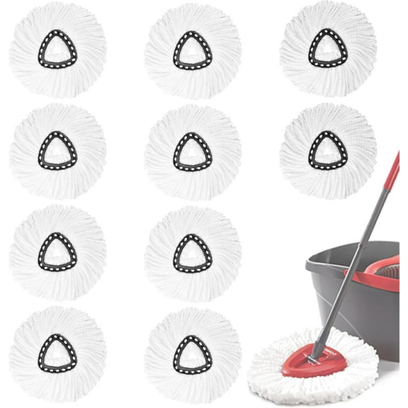 10Pack Spin Mop Replacement Heads,100% Microfiber Mop Head Replacement Compatible with Triangle Spin Mop, Easywring 1-Tank System, Easy Cleaning, Microfiber, Machine Washable