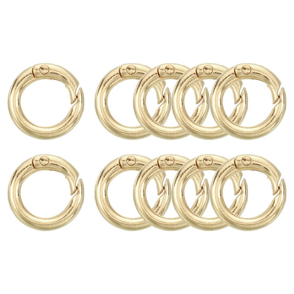 10Pack Spring O Rings, 1/2"(13mm) ID Zinc Alloy Trigger Round Snap Buckle, DIY Accessories Spring Buckle (Gold)