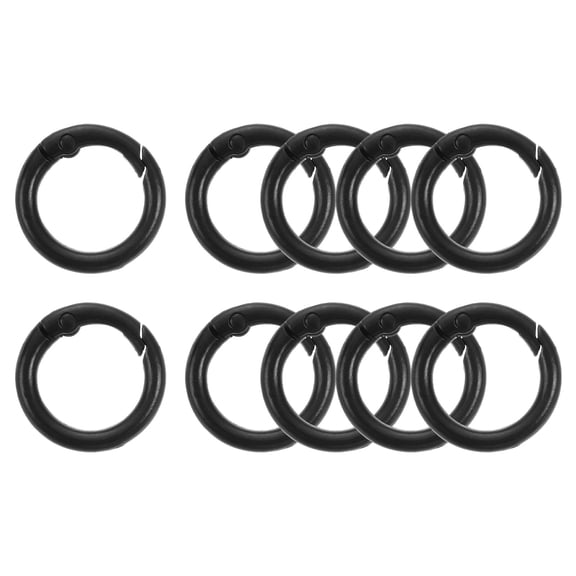 10Pack Spring O Rings, 5/8"(16mm) ID Zinc Alloy Trigger Round Snap Buckle, DIY Accessories Spring Buckle (Black)