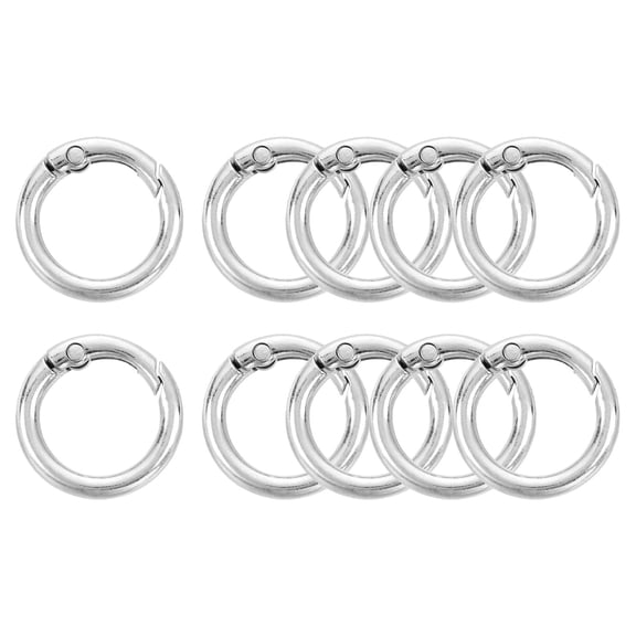 10Pack Spring O Rings, 5/8"(16mm) ID Zinc Alloy Trigger Round Snap Buckle, DIY Accessories Spring Buckle (Silver)
