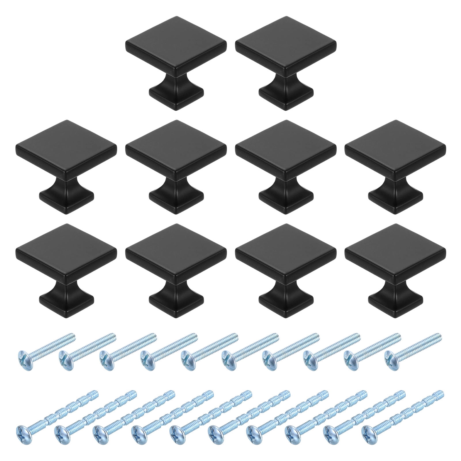 10Pack Square Cabinet Knobs, 1.1 Inch Square Kitchen Cabinet Knob Zinc Alloy Drawer Knob Handle Pulls for Kitchen Cabinets Bedroom Dresser Wardrobe, Black