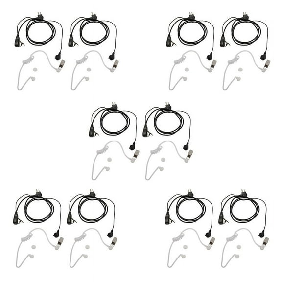 10Pack Style 2Pin Covert Acoustic Tube Earpiece Ptt Headset for 2 Ways Radio GP88S GP300 A8 A6 A10 A12 Etc