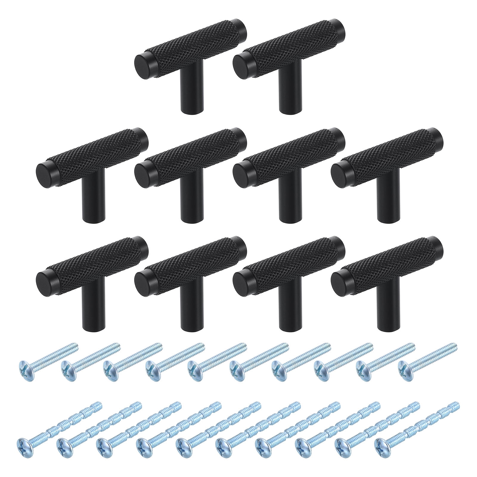 10Pack T Bar Cabinet Knobs,  2" Dia x 1.34" Height Drawer Knob Handle Pulls for Kitchen Cabinets Bedroom Dresser Wardrobe, Black