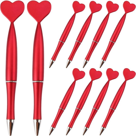 10Pack Valentine's Day Party Pens Black Gek Ink Red Heart Ballpoint Pens for Adults Office Crhistmas Valentine's Wedding Party Supplies