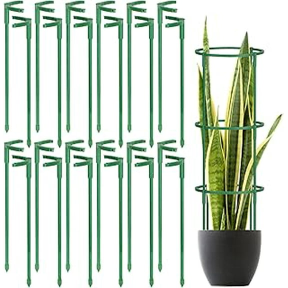 10Packs Plant Support Stakes Half Round Plant Stakes for Indoor Plants, Stackable 3 Tier Garden Flower Support, Plant Cages for Tomato,Monstera, Peony, Hydrangea, Climbing Plants(Green-10pcs)