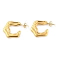 thumbnail image 1 of 10Pair 304 Stainless Steel Twist Ring Stud Earrings Half Hoop Earrings Real 18K Gold Plated 27x3x24mm, 1 of 2