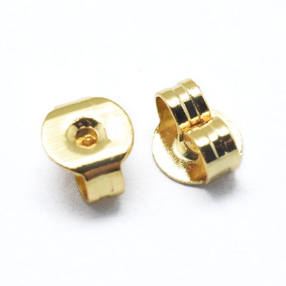 10Pair Brass Ear Nuts Friction Earring Backs for Stud Earrings Golden 5x4x2.5mm Hole: 0.8mm