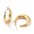 thumbnail image 1 of 10Pair PVD Vacuum Plating 304 Stainless Steel Chunky Hoop Earrings for Women Golden 31.5x30x6.5mm Pin: 0.6mm, 1 of 2