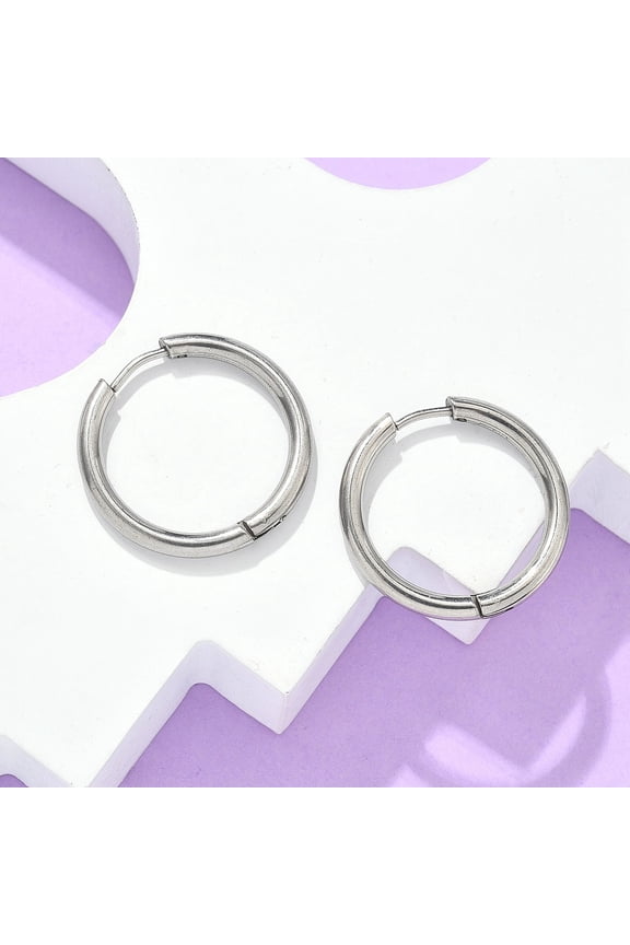 10Pair Resistant 304 Stainless Steel Huggie Hoop Earrings Hypoallergenic Earrings 10 Gauge 23x2.5mm Pin: 1mm Inner Diameter: 18mm