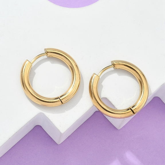 10Pair Stainless Steel Huggie Hoop Earrings Hypoallergenic Earrings with 316 Surgical Stainless Steel Pin Golden 20x21x3mm