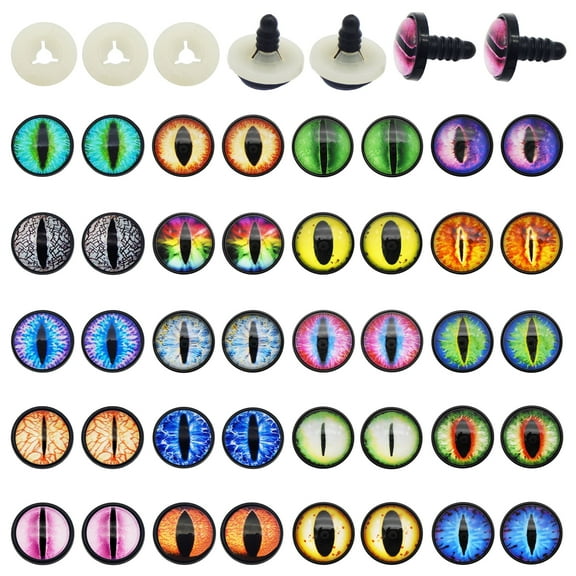 10Pairs 16mm Glass Safety Eyes Dragon Eyes Owl Snake Lizard Eyes with Washers for Amigurumis Plush Animals Crochet Dragon Cat Dolls Making
